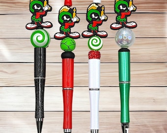 Cartoon Martian Inspired Beaded Pen, Saturday Morning Cartoon Vibes, Fun Alien Beaded Pen, Space Lover Gift, Coworker Desk Decor