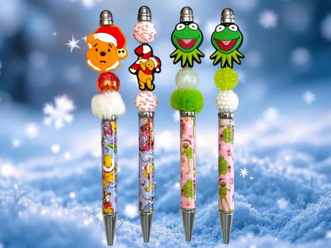 Christmas Honey Bear, Green Frog Muppet Holiday Beaded Pen With Printed ...