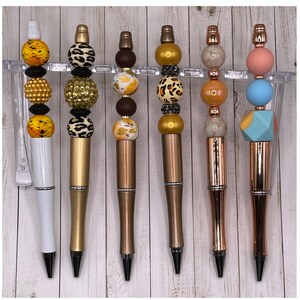Peachy / Gold Beaded Pens