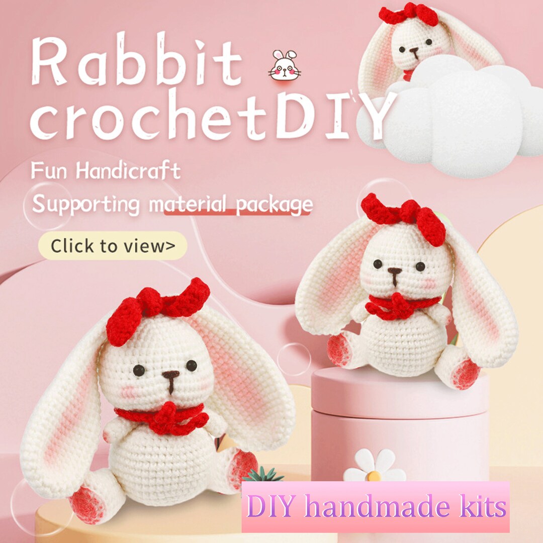 Bunny Diy Kit,rabbit Knitting Kit,diy Knitting Kit,handmade Crochet ...