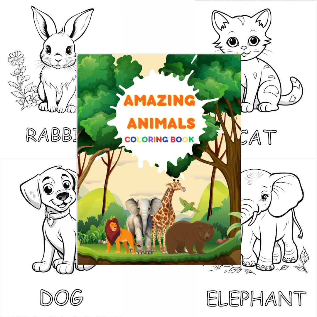 Amazing Animals Coloring Book Etsy