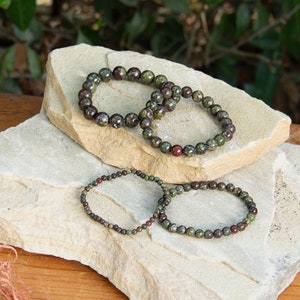 Dragon Blood Jasper Bracelet | Gemstone for Self-Confidence | Elastic Bracelet | Beaded Accessory | 4 mm, 6 mm, 8 mm, 10 mm Beads