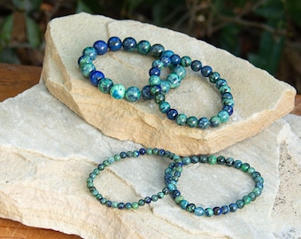Azurite Gemstone Bracelet | Elastic Beaded Meditation Accessory
