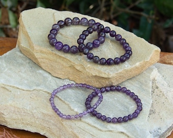 Amethyst Gemstone Bracelet | Elastic Crystal Beaded Accessory