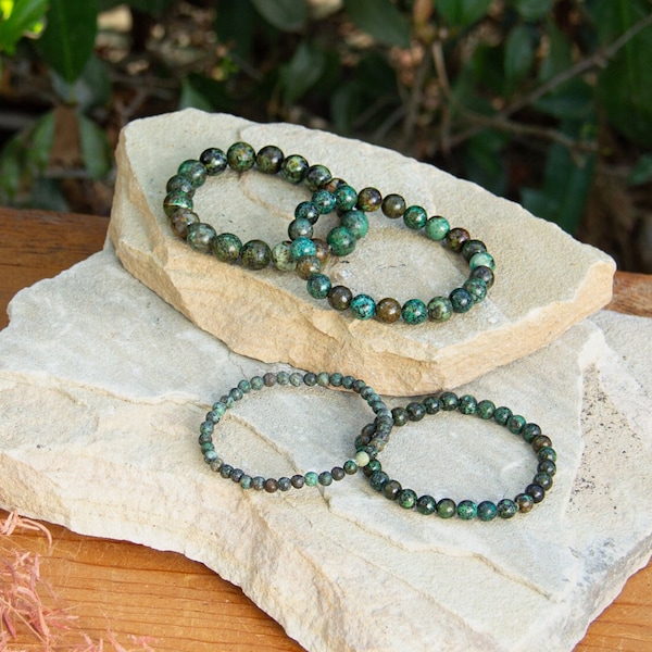 Africa Turquoise Bracelet | Gemstone for Manifestation | Elastic Bracelet | Beaded Accessory | 4 mm, 6 mm, 8 mm, 10 mm Beads