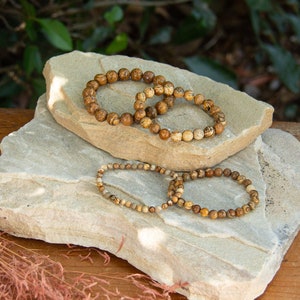 Picture Jasper Bracelet | Gemstone for Reflection | Elastic Stretch Bracelet | Crystal Beaded Accessory | 4 mm, 6 mm, 8 mm, 10 mm Beads