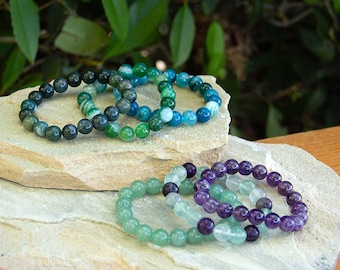 Gemstone Beaded Bracelet | Elastic Crystal Accessory, 4-10 mm Beads