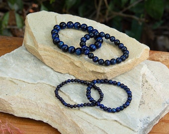 Blue Tiger Eye Gemstone Bracelet | Elastic Beaded Crystal Accessory