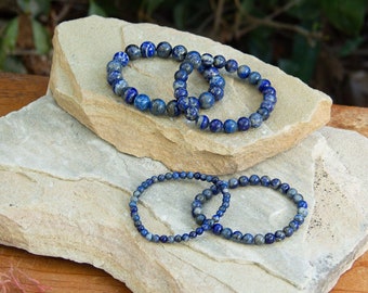 Lapis Lazuli Gemstone Bracelet | Crystal Beaded Stretch Accessory