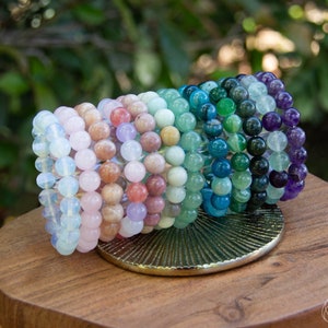 Gemstone Beaded Bracelet | Variety Gemstones for Daily Life | Elastic Stone Bracelet | Crystal Accessory | 4 mm, 6 mm, 8 mm, 10 mm Beads