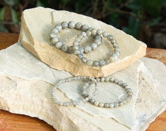 Iridescent Labradorite Bracelet | Gemstone Beaded Elastic Bracelet