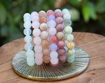 Variety Gemstone Beaded Bracelet | Elastic Crystal Accessory