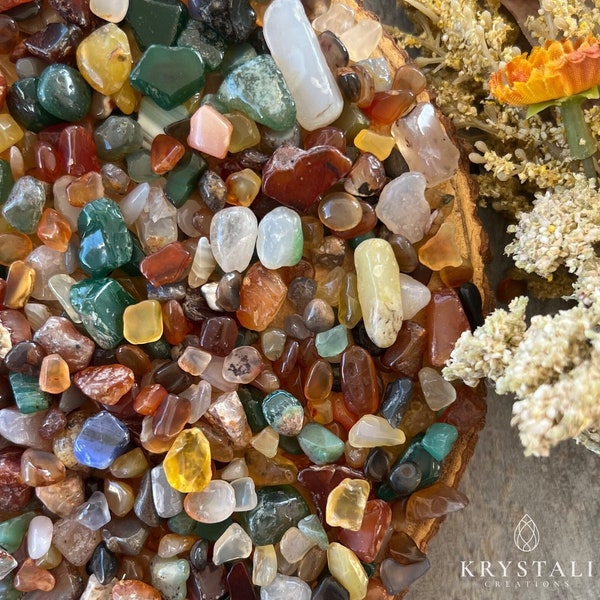 Natural Gemstone Chips Mixed Color Agate | 5-9 mm Chips | Bulk Mini Gemstones | Gemstone for Balance | Premium Grade Chips