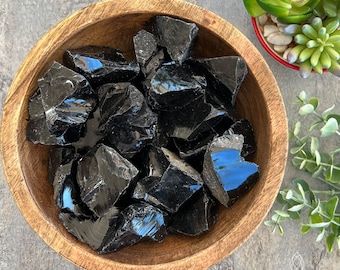 Raw Black Obsidian Stone | Bulk Gemstone for Protection