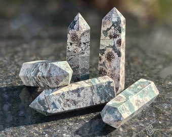 Green Flower Agate Tower | Gemstone for Growth | Premium Grade Green Flower Agate