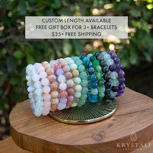 Gemstone Beaded Bracelet | Variety Gemstones for Daily Life | Elastic Stone Bracelet | Crystal Accessory | 4 mm, 6 mm, 8 mm, 10 mm Beads