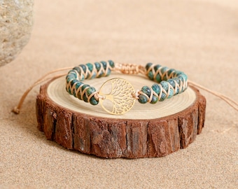 Beaded Tree of Life Accent Bracelet | Beaded Braid Bracelet Gift for Her