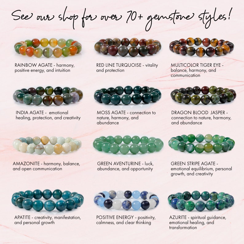 Purple Tiger Eye Gemstone Bracelet | Beaded Elastic Accessory image 10