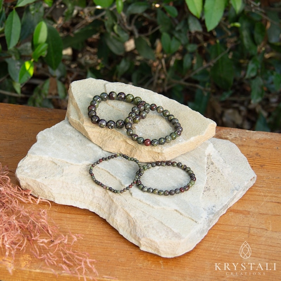 Dragon Blood Jasper Gemstone Bracelet | Elastic Beaded Accessory