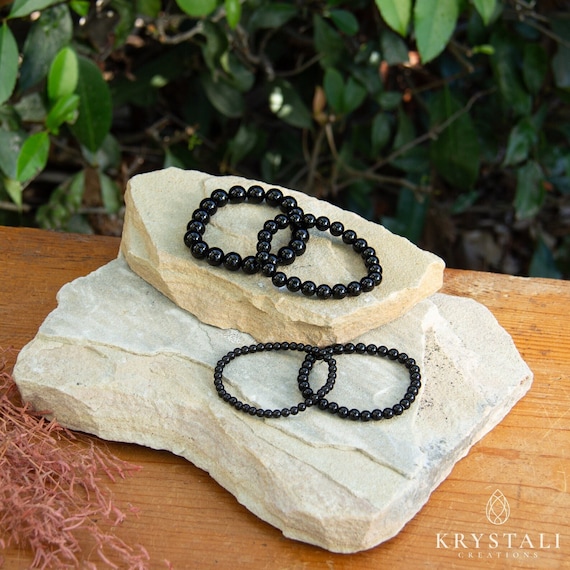 Black Obsidian Bracelet | Gemstone for Protection | Elastic Stretch Bracelet | Crystal Beaded Accessory | 4 mm, 6 mm, 8 mm, 10 mm Beads