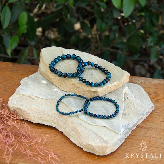 Light Blue Tiger Eye Bracelet | Gemstone for Soothing | Elastic Bracelet | Beaded Accessory | 4 mm, 6 mm, 8 mm, 10 mm Beads
