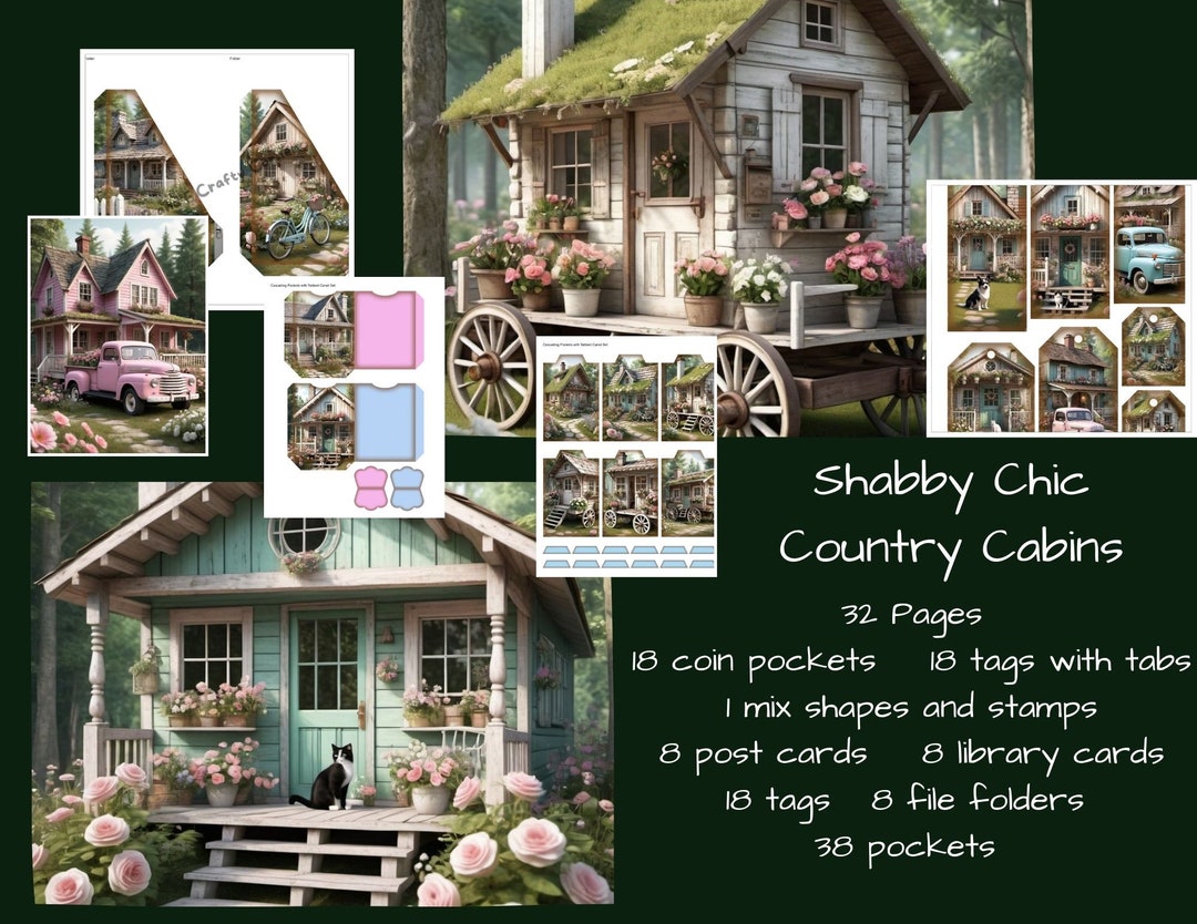 Digital Download Shabby Chic Country Cabins Junk Journal Kit With ...