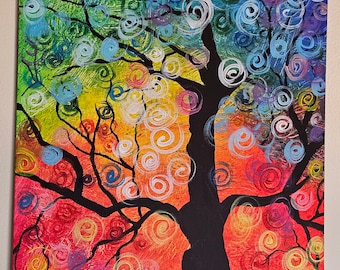 Grillige boom Acryl schilderij