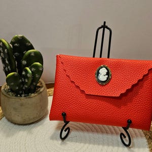Red Faux Leather Pouche