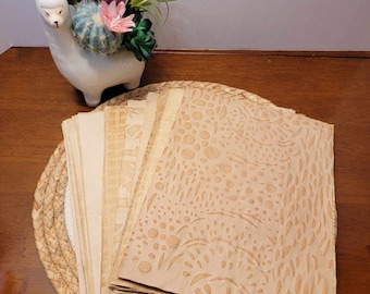 BlackTea Dyed Paper Bundled with Tea Dyed Patterned Paper for junk journals and paper crafts