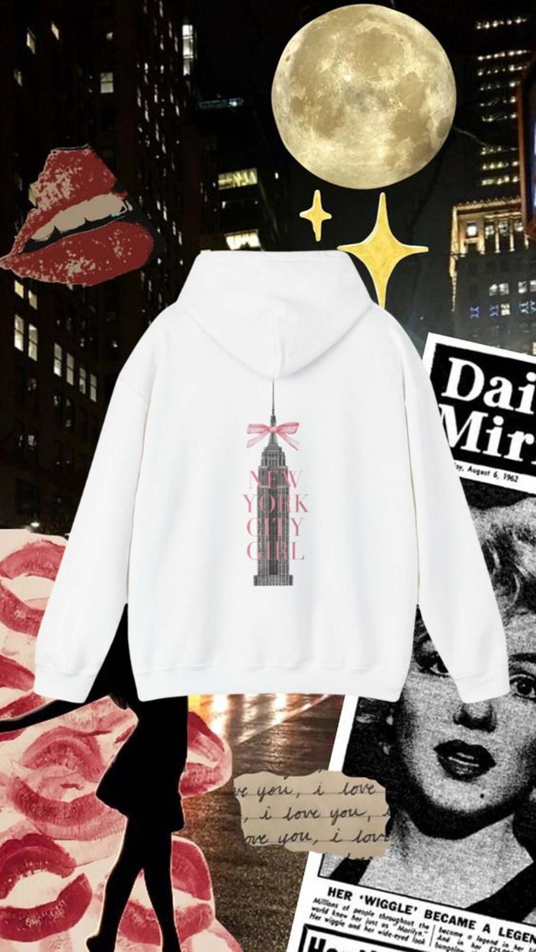 Trendy Sweatshirt Coquette Y2K Ballerina Aesthetic Pink Bow, NYC, New