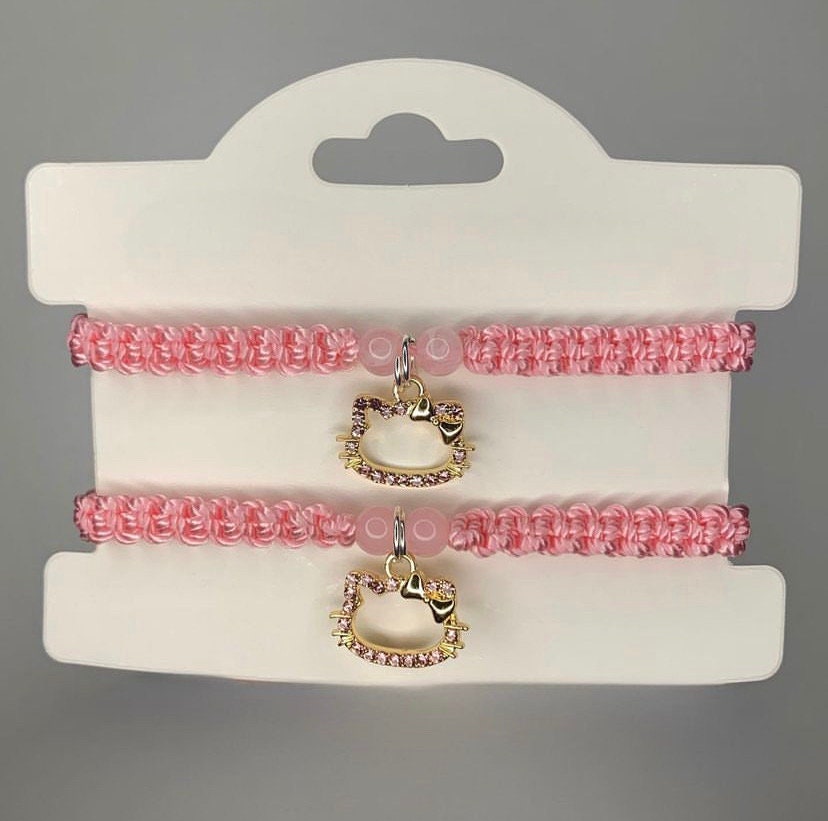 Pink Hello Kitty Princess European Charm Bracelet With Red Heart Crown  Charm