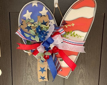 Patriotic, door hanger, heart shaped