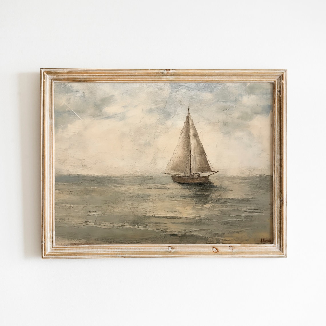 Vintage Sailboat, Nautical Art, Wall Art Soft Neutral Coastal Muted ...