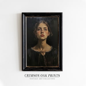 Impressionist Painting of Victorian Woman Portrait Print Moody Dark Art Woman Oil Painting Printable Art DIGITAL DOWNLOAD 19th century #508