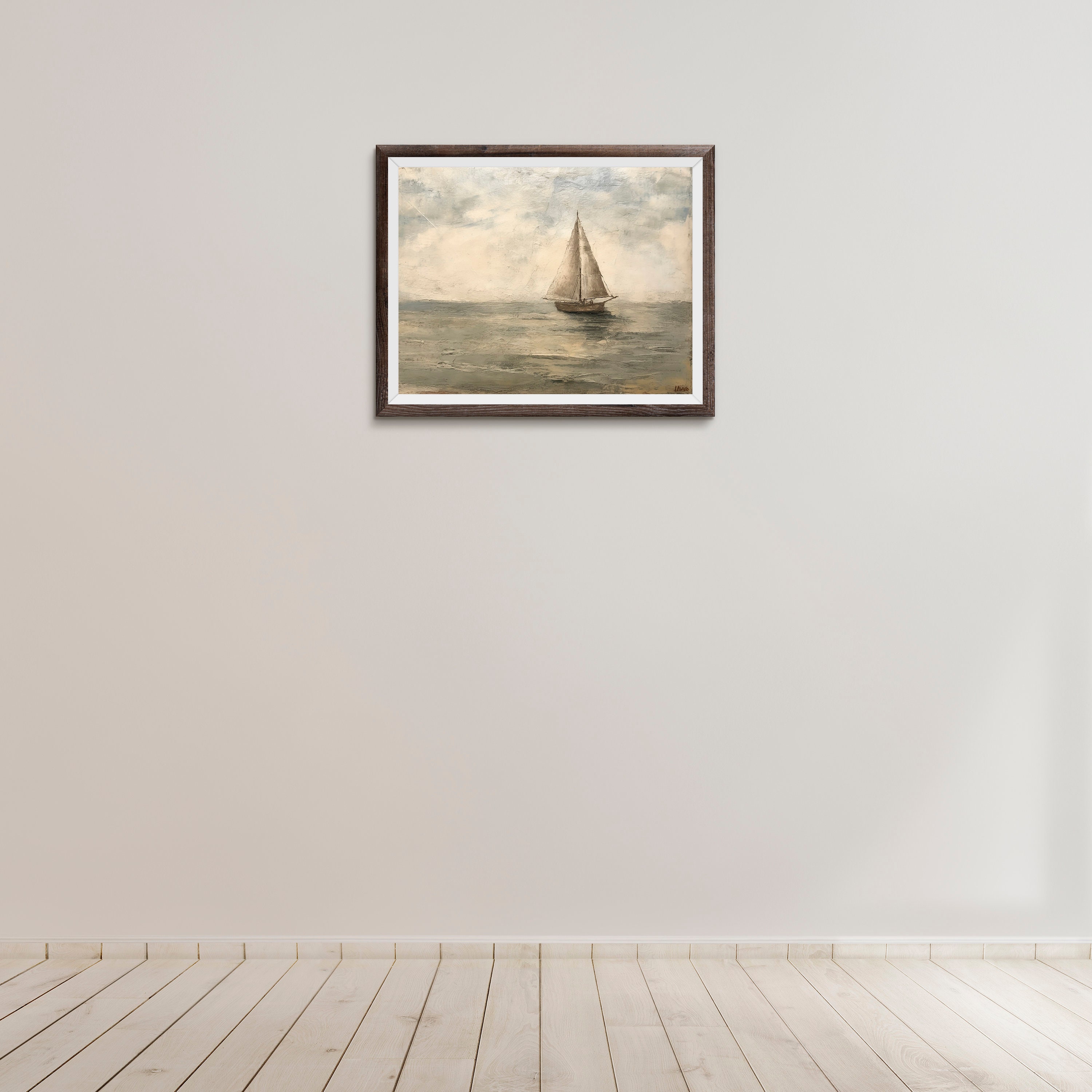 Vintage Sailboat, Nautical Art, Wall Art Soft Neutral Coastal Muted ...