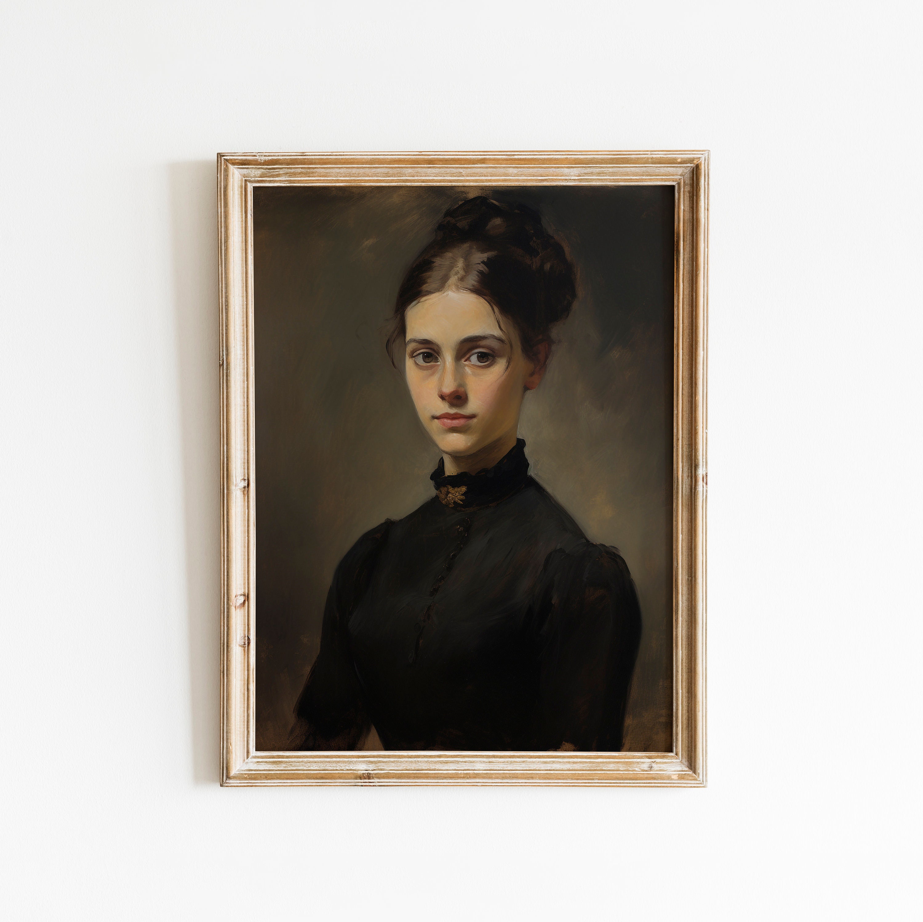 VINTAGE Woman Painting Dark Moody Portrait Impressionism Wall Art ...