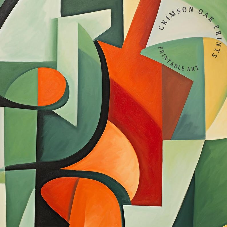 Cubist Painting , Vintage Artwork Abstract Wall Decor Modern Art Print ...