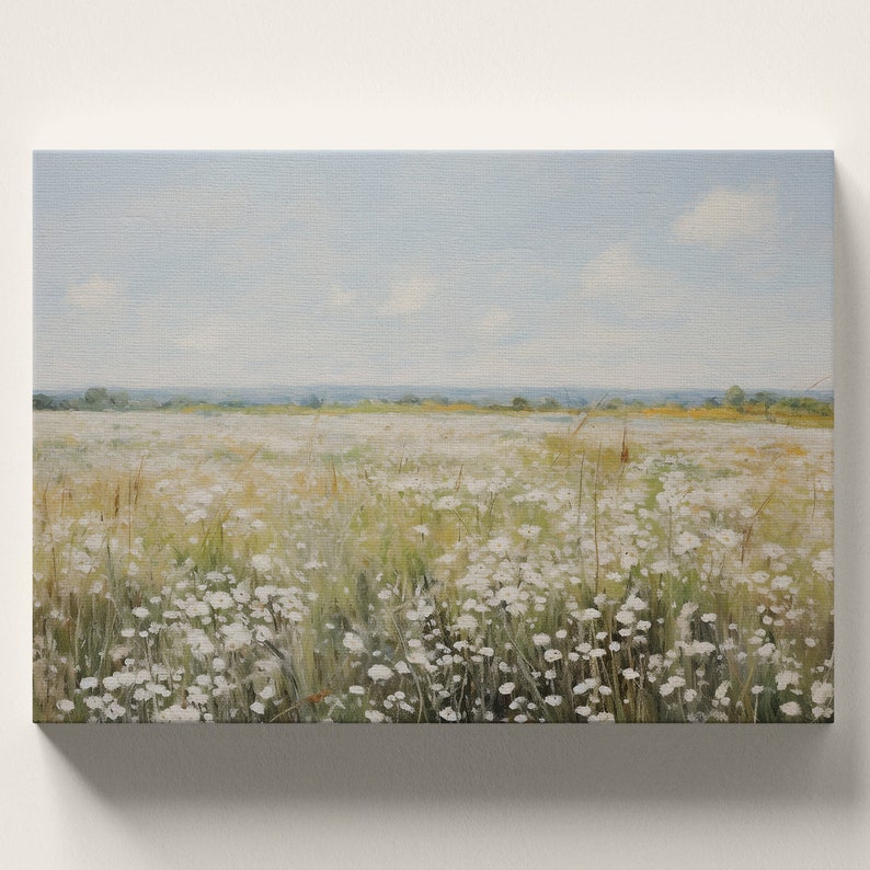 Impressionist Spring Meadow Original Oil Painting Vintage Landscape Print Country Field Spring Painting Printable Art DIGITAL DOWNLOAD 151 image 3