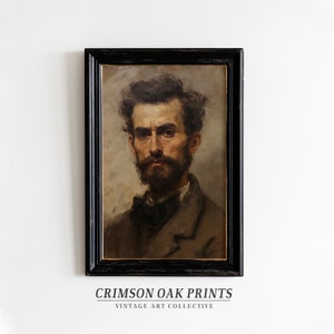 Vintage Portrait Painting Man Portrait Art Print Gentleman Oil Painting Portrait Print Dark Academia DIGITAL DOWNLOAD 19th century #506