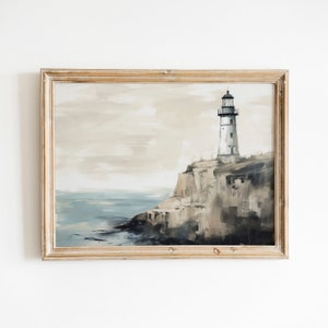 Vintage Lighthouse Painting Ocean Seascape Nautical Landscape Sea Art Oil Painting Original Printable Art DIGITAL DOWNLOAD 19th century #162