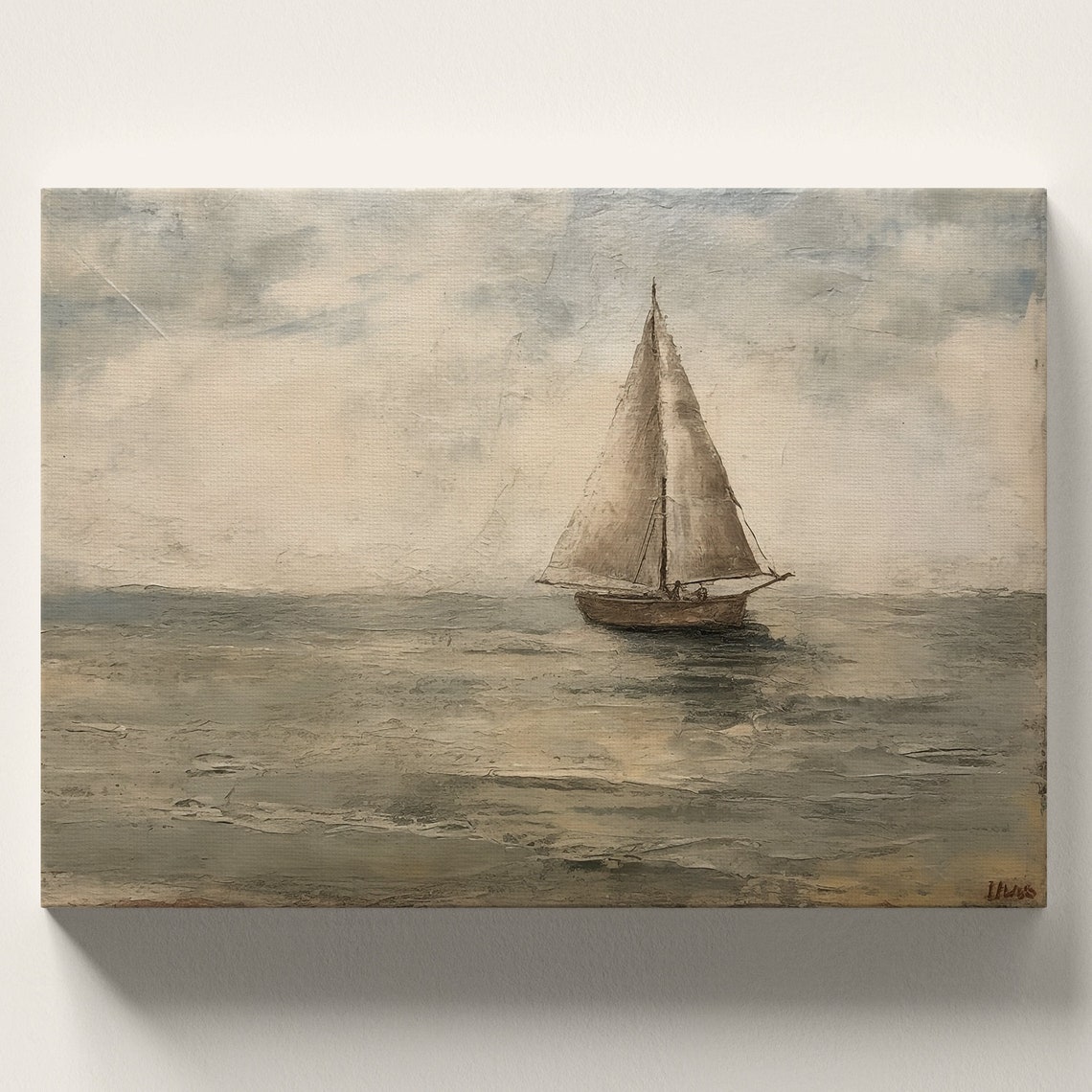 Vintage Sailboat, Nautical Art, Wall Art Soft Neutral Coastal Muted ...