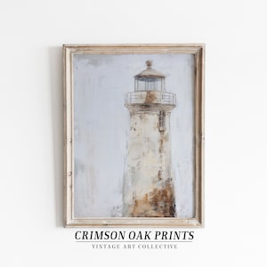 Rusty Lighthouse Painting , Ocean Seascape Painting Landscape Impressionist Oil Painting Lighthouse Print DIGITAL DOWNLOAD 19th century #510