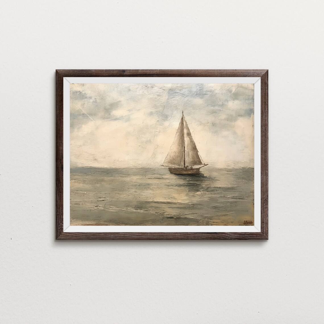 Vintage Sailboat, Nautical Art, Wall Art Soft Neutral Coastal Muted ...