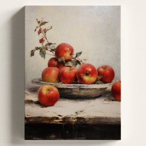 Moody Farmhouse Apple Painting , Vintage Wall Art Print, Still Life, Oil Painting, Printable Art, DIGITAL DOWNLOAD, 19th century 128 image 3