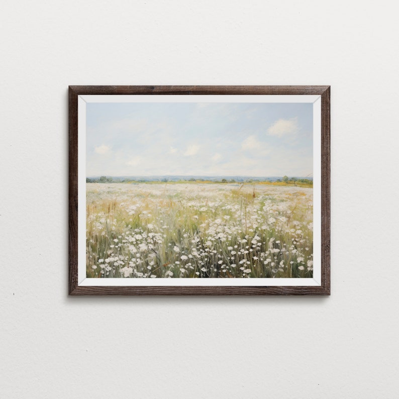 Impressionist Spring Meadow Original Oil Painting Vintage Landscape Print Country Field Spring Painting Printable Art DIGITAL DOWNLOAD 151 image 2