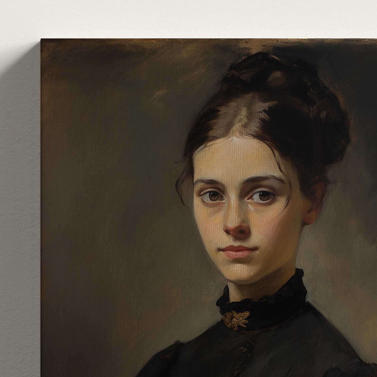 VINTAGE Woman Painting Dark Moody Portrait Impressionism Wall Art ...