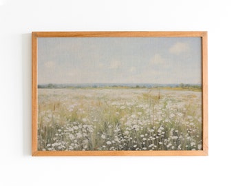 Impressionist Spring Meadow Original Oil Painting Vintage Landscape Print Country Field Spring Painting Printable Art DIGITAL DOWNLOAD #151