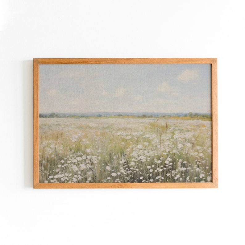 Impressionist Spring Meadow Original Oil Painting Vintage Landscape Print Country Field Spring Painting Printable Art DIGITAL DOWNLOAD 151 image 1