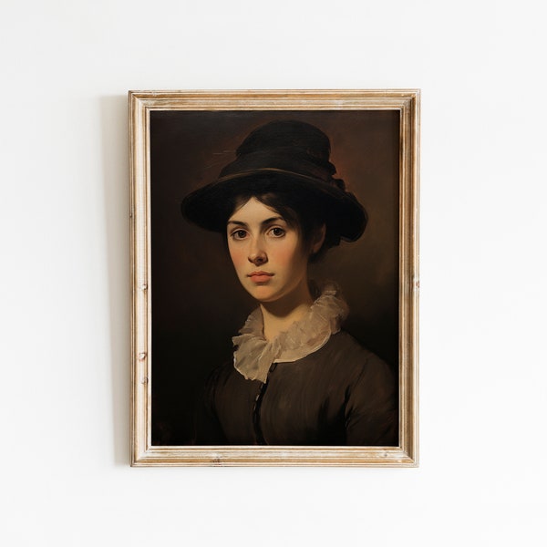 Antique Portrait of a Woman , Vintage Wall Art Print, Oil Painting, Printable Art, DIGITAL DOWNLOAD, 19th century #129