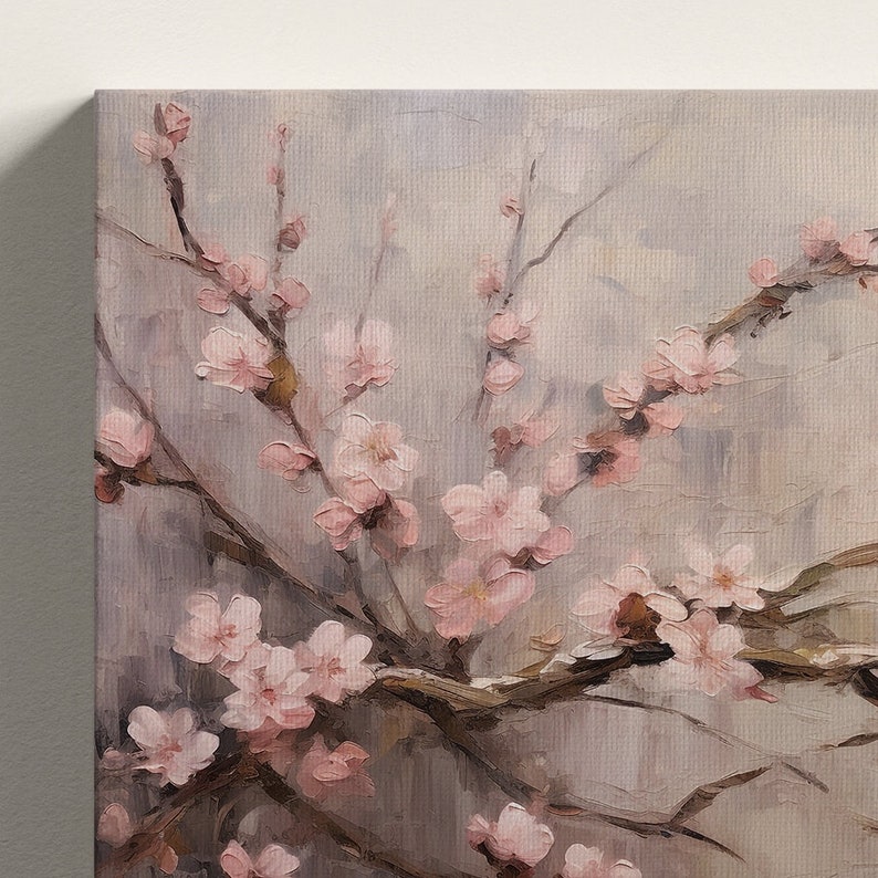 Cherry Blossom Vintage Wall Art Painting Floral Decor Original Artwork Impasto Painting Cherry Blossom Painting DIGITAL DOWNLOAD 158 image 4